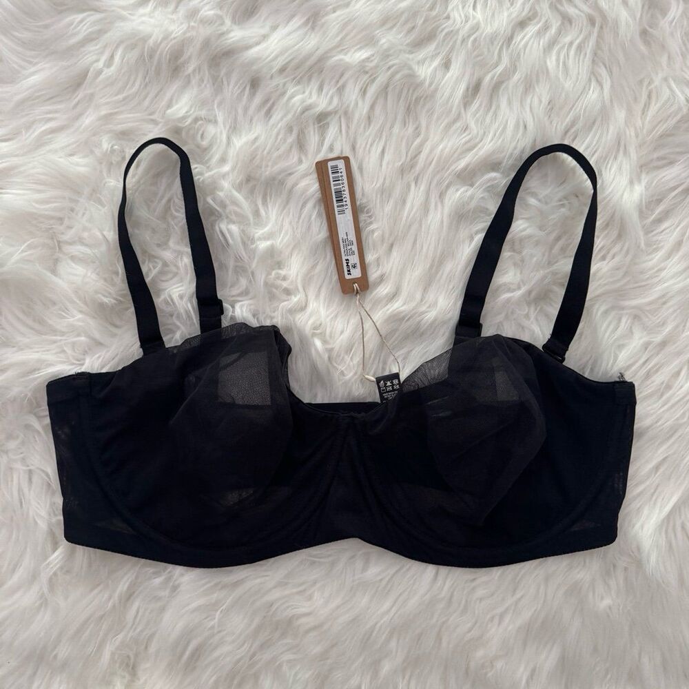 Skims Ultra Fine Mesh Strapless Bra Onyx Size 38DD